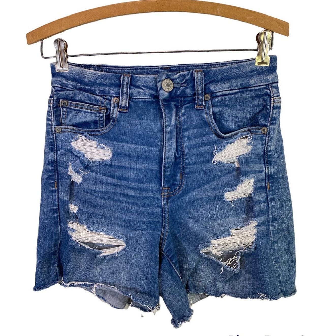 American Eagle Curvy High Rise Disstresses Shorts… - image 2