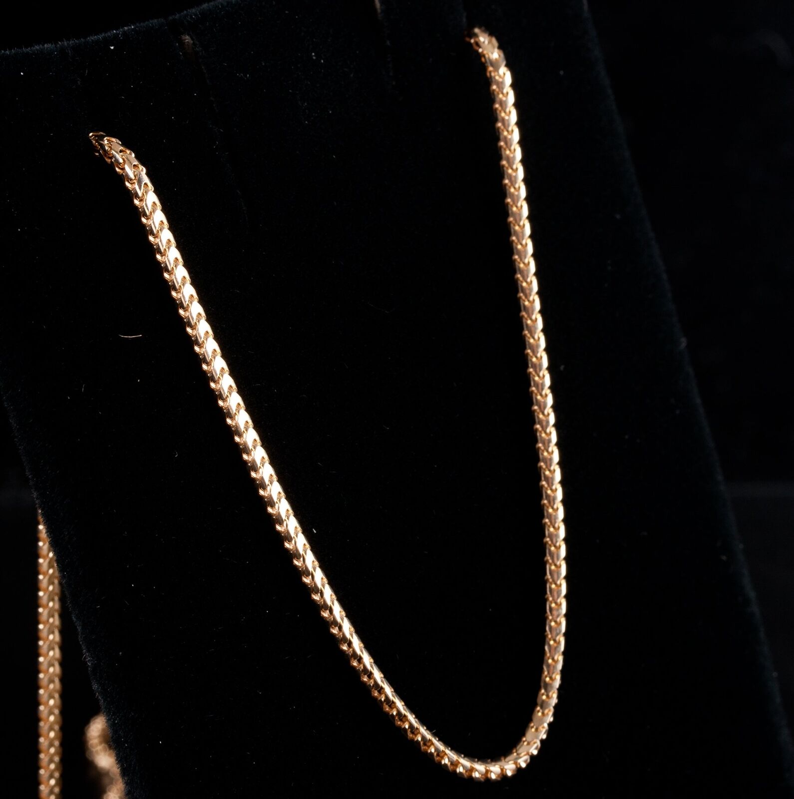 14k Yellow Gold Long Square Wheat Style Chain Nec… - image 3