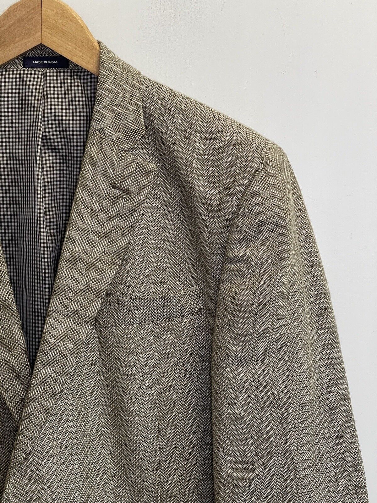 Stafford Sport Coat Mens 42L Linen & Wool Herring… - image 3