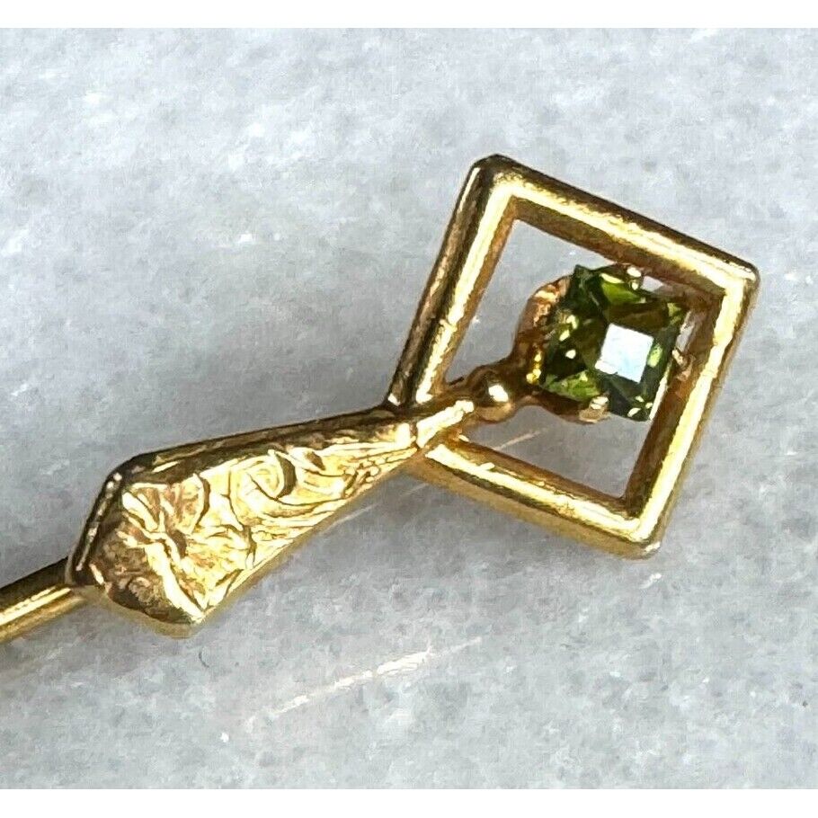 14K YELLOW GOLD  AND PERIDOT STICK PIN SKY - image 6