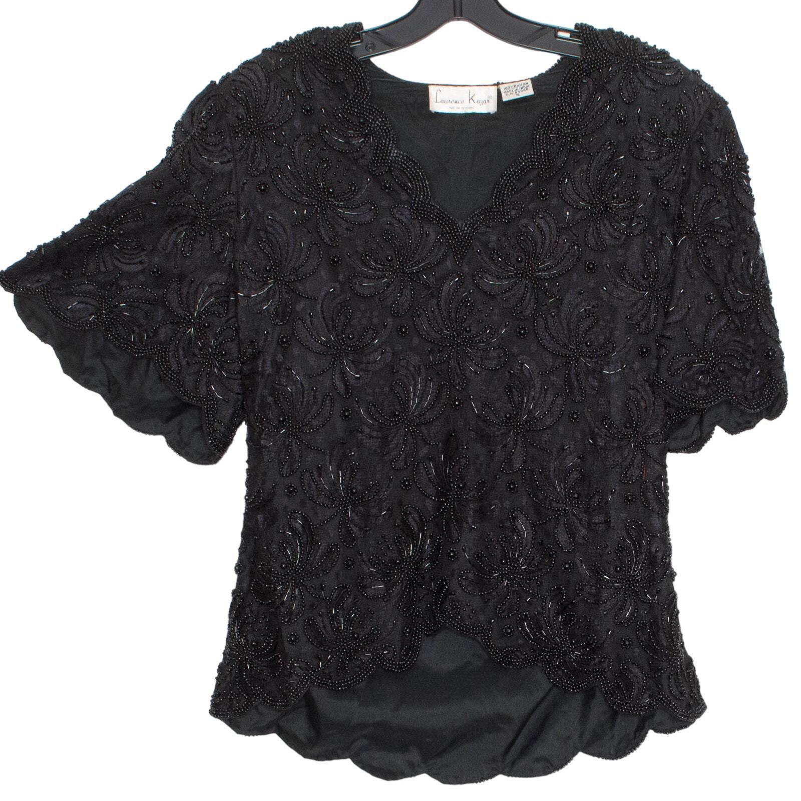 Laurence Kazar Womens Top Vintage Beaded Witchy W… - image 1