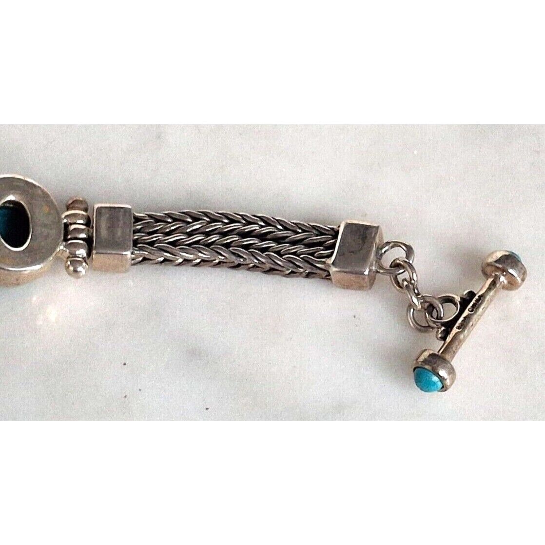 ORNATE 925 STERLING SILVER AND TURQUOISE  BRACELE… - image 10