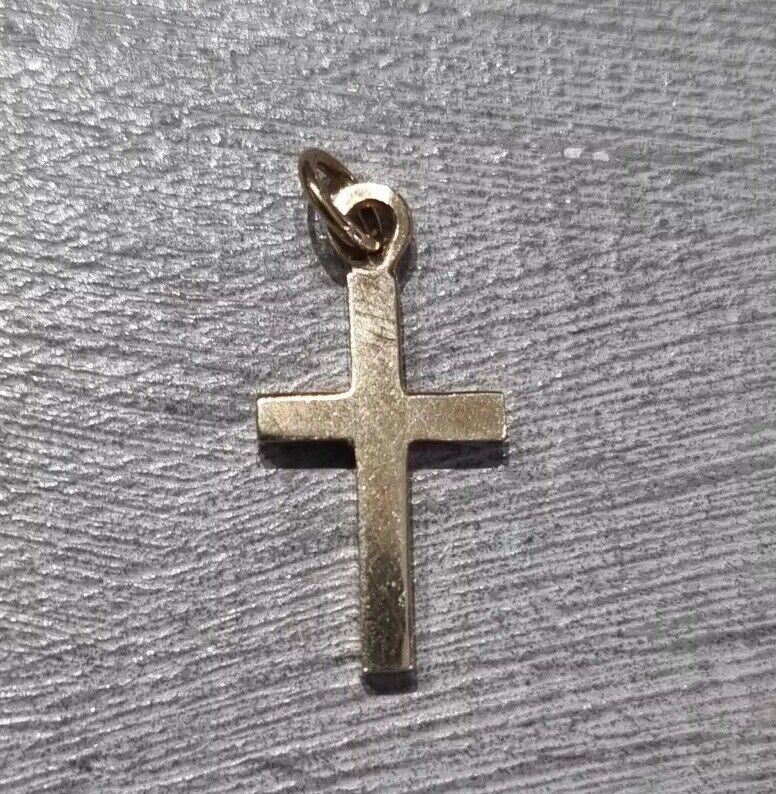 9ct Yellow Gold Small Cross Pendant Charm - image 1