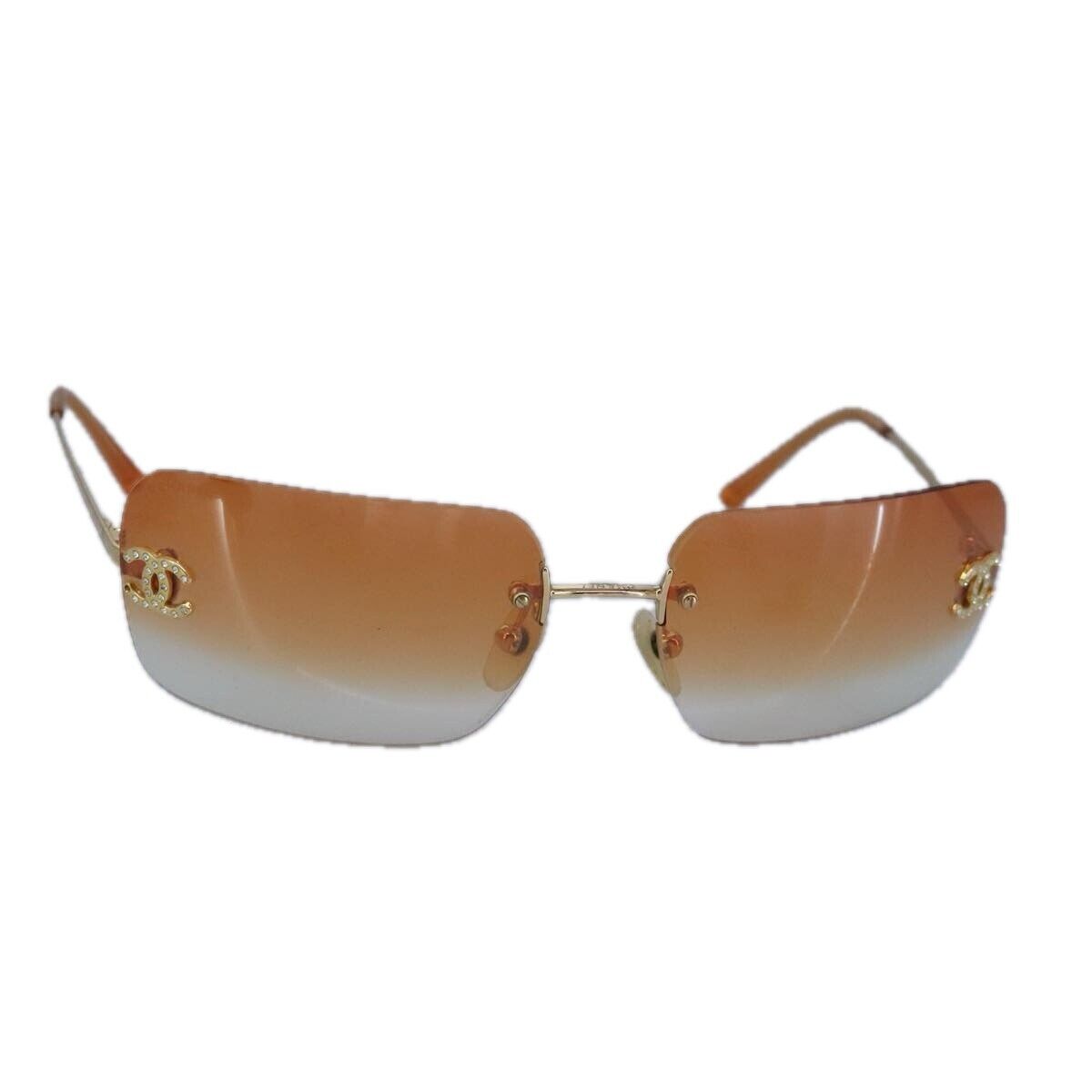 CHANEL Sunglasses metal Orange CC Auth bs20085 - image 1