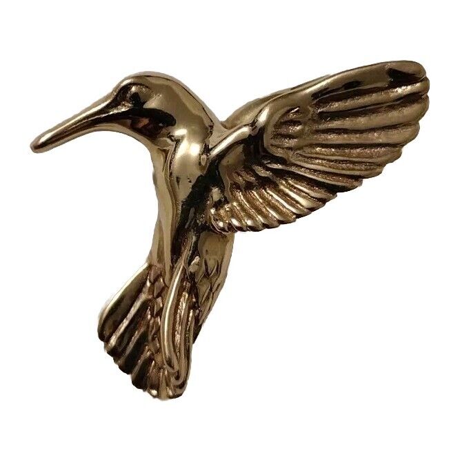 Vintage 14K Yellow Gold Hummingbird PIN BROOCH  1… - image 1