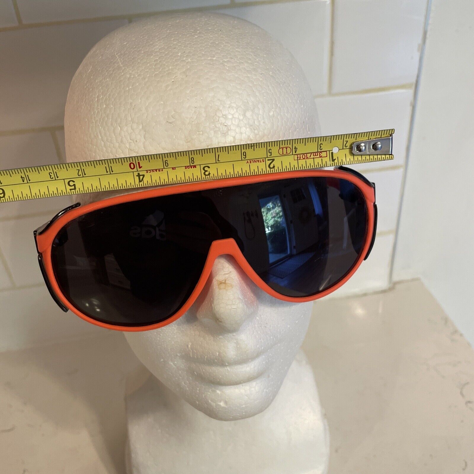 VTG Bouton Panalite Sunglasses Neon Orange Shield… - image 6