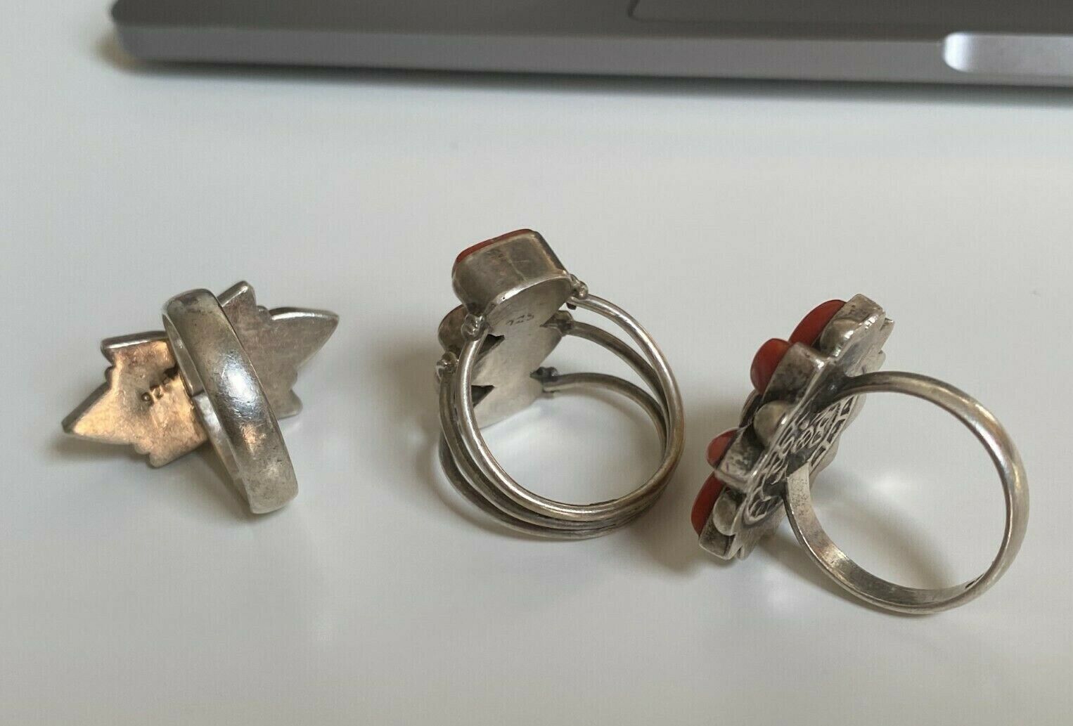 Women's 3 Rings Silver and Coral Tibetan, Nepal, … - image 3