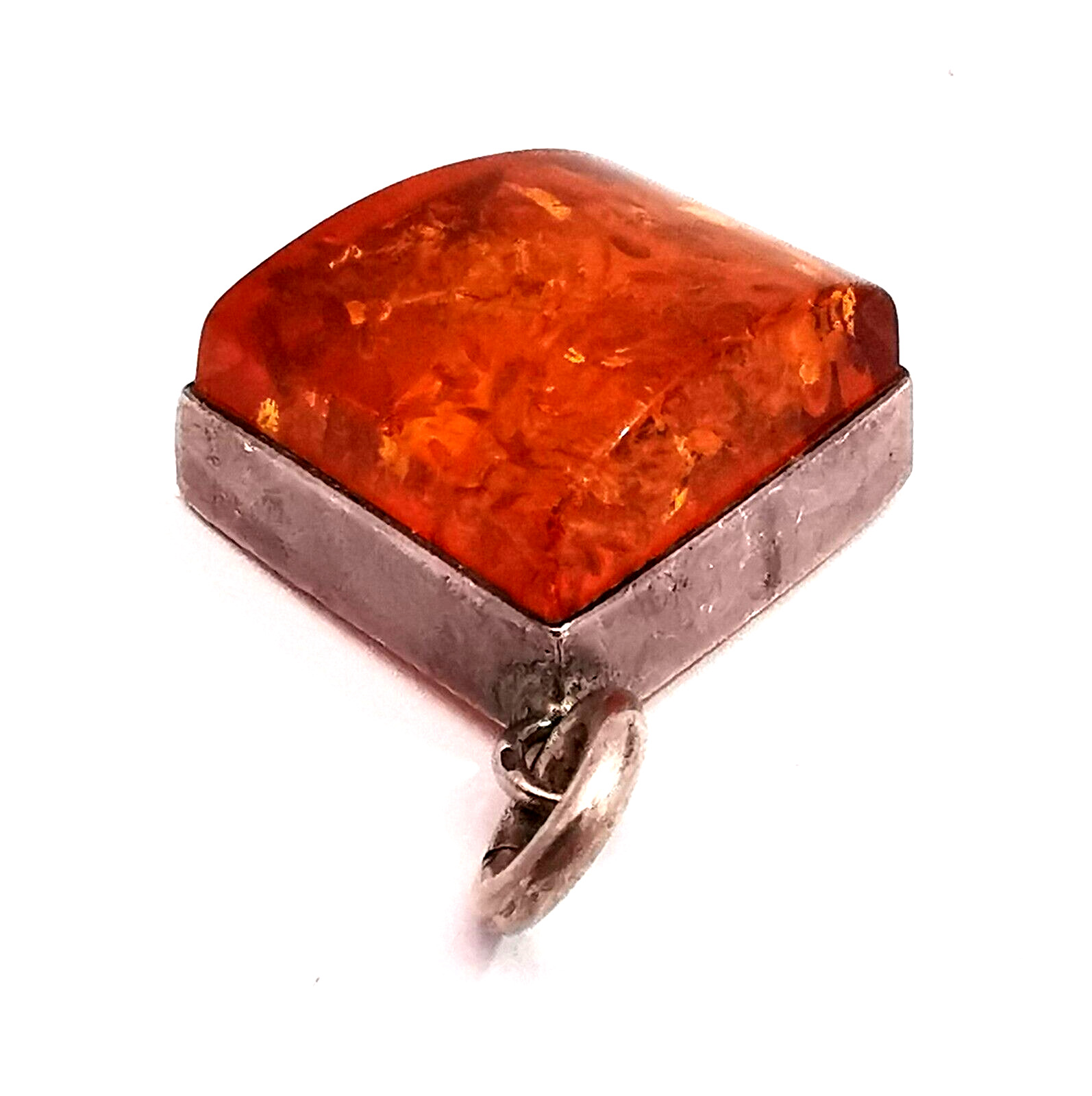 Baltic Amber Pendant Vintage Modernist Sterling S… - image 5