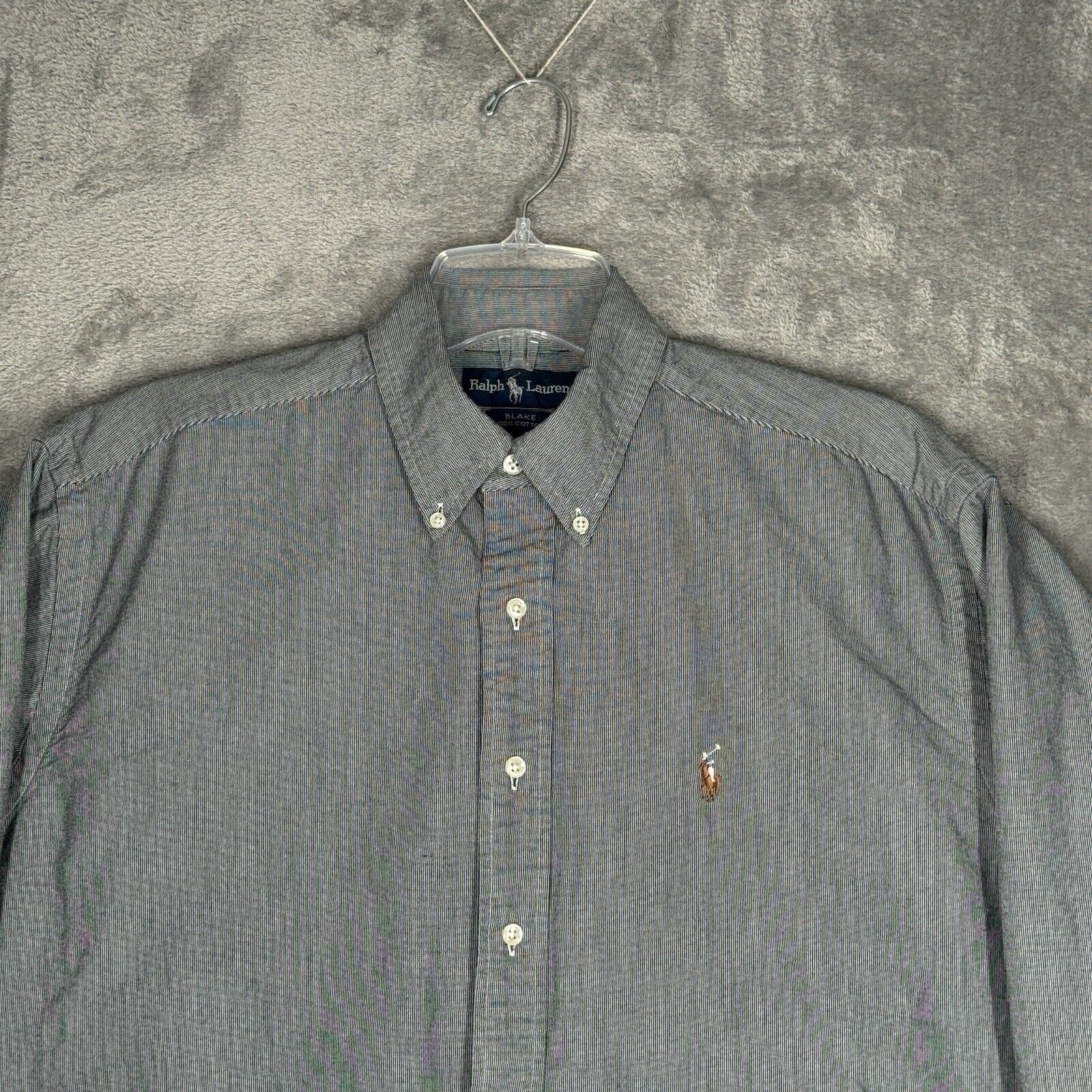 Ralph Lauren Shirt Mens Large Gray Check Plaid Bl… - image 5