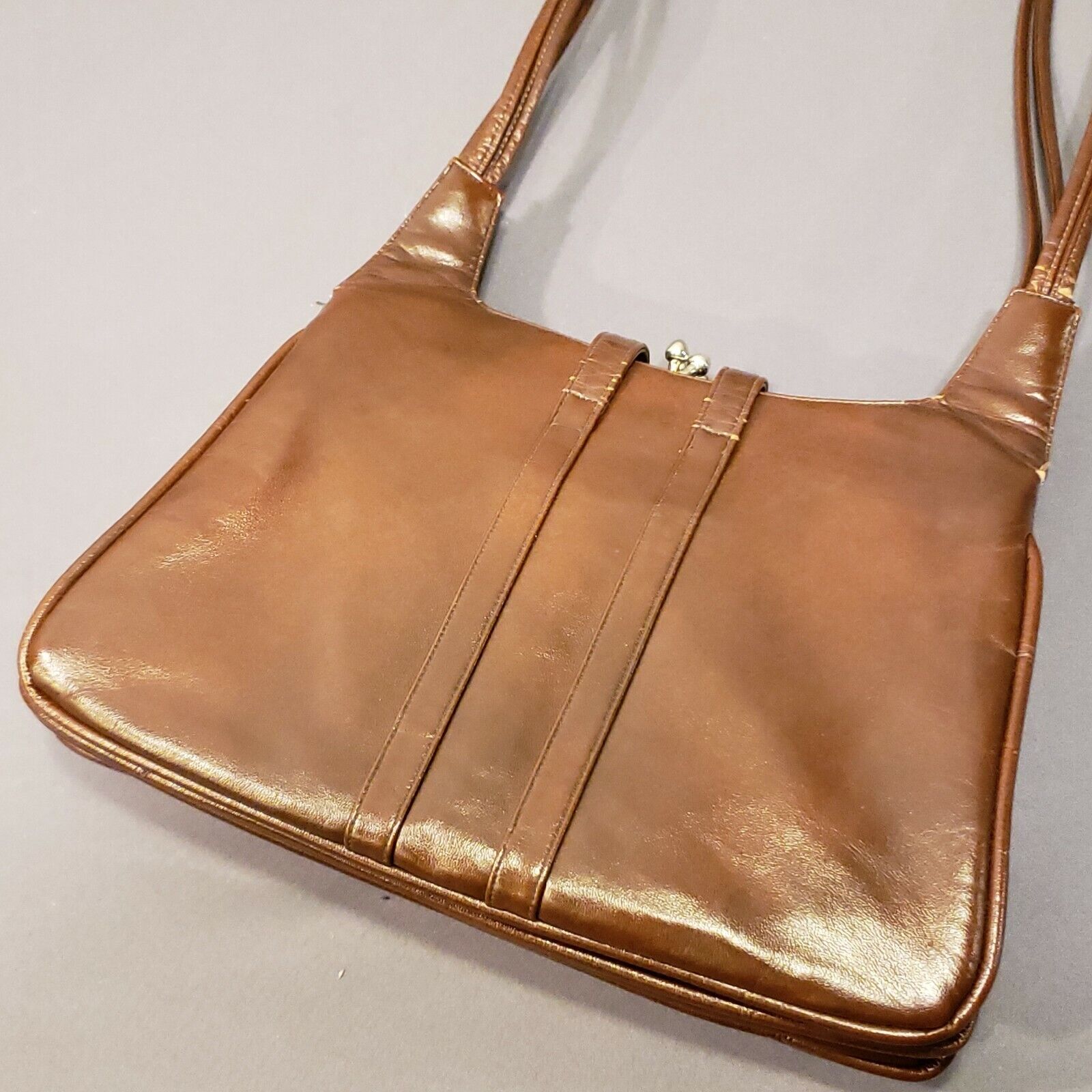 Lou Taylor Brown Tan Italian Leather Purse Vintage - image 5