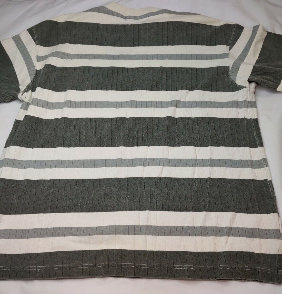 Vintage 90's GUESS Gray And White Striped Ribbed … - image 11