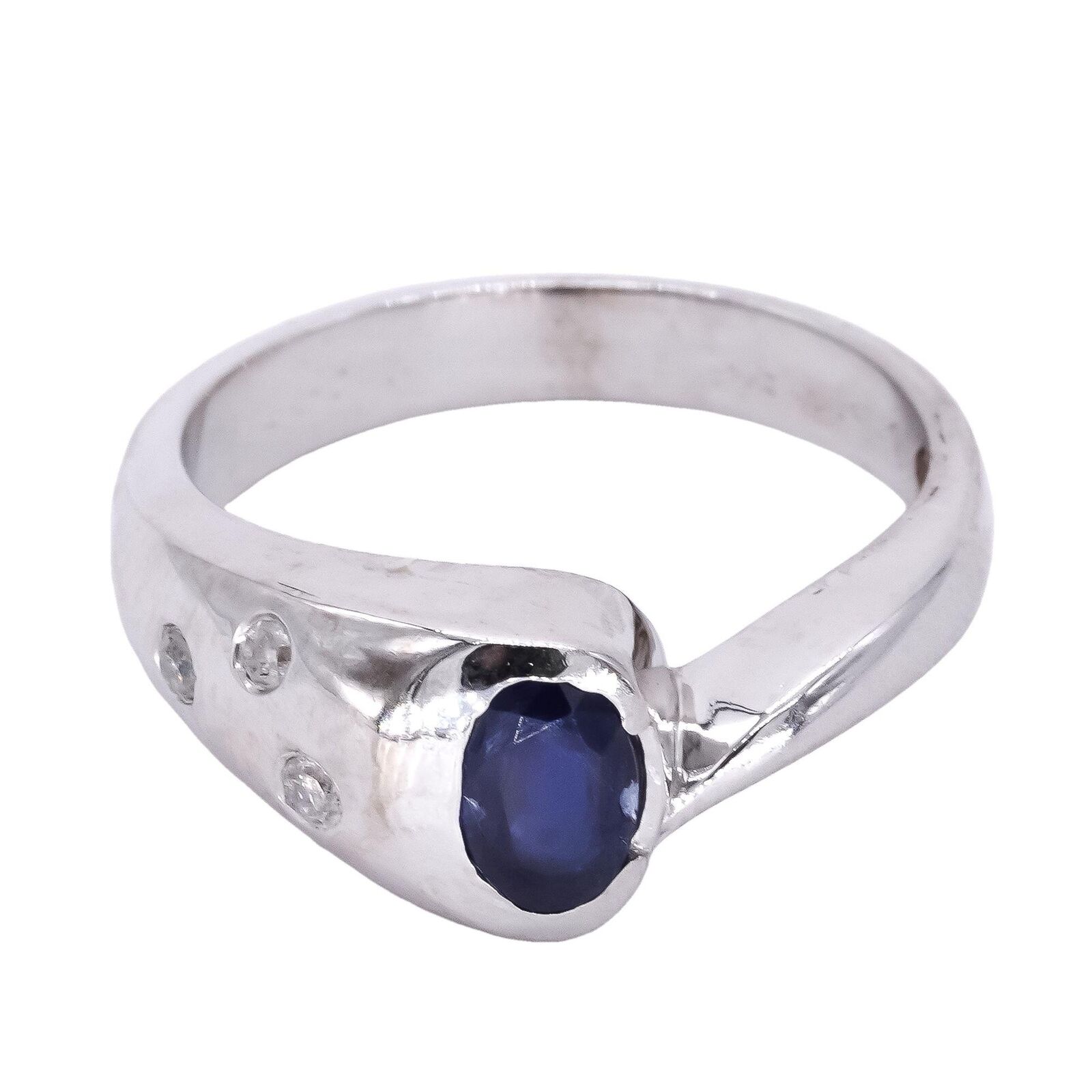 10k White Gold Jewelry 0.40CT Diamond & Sapphire … - image 1