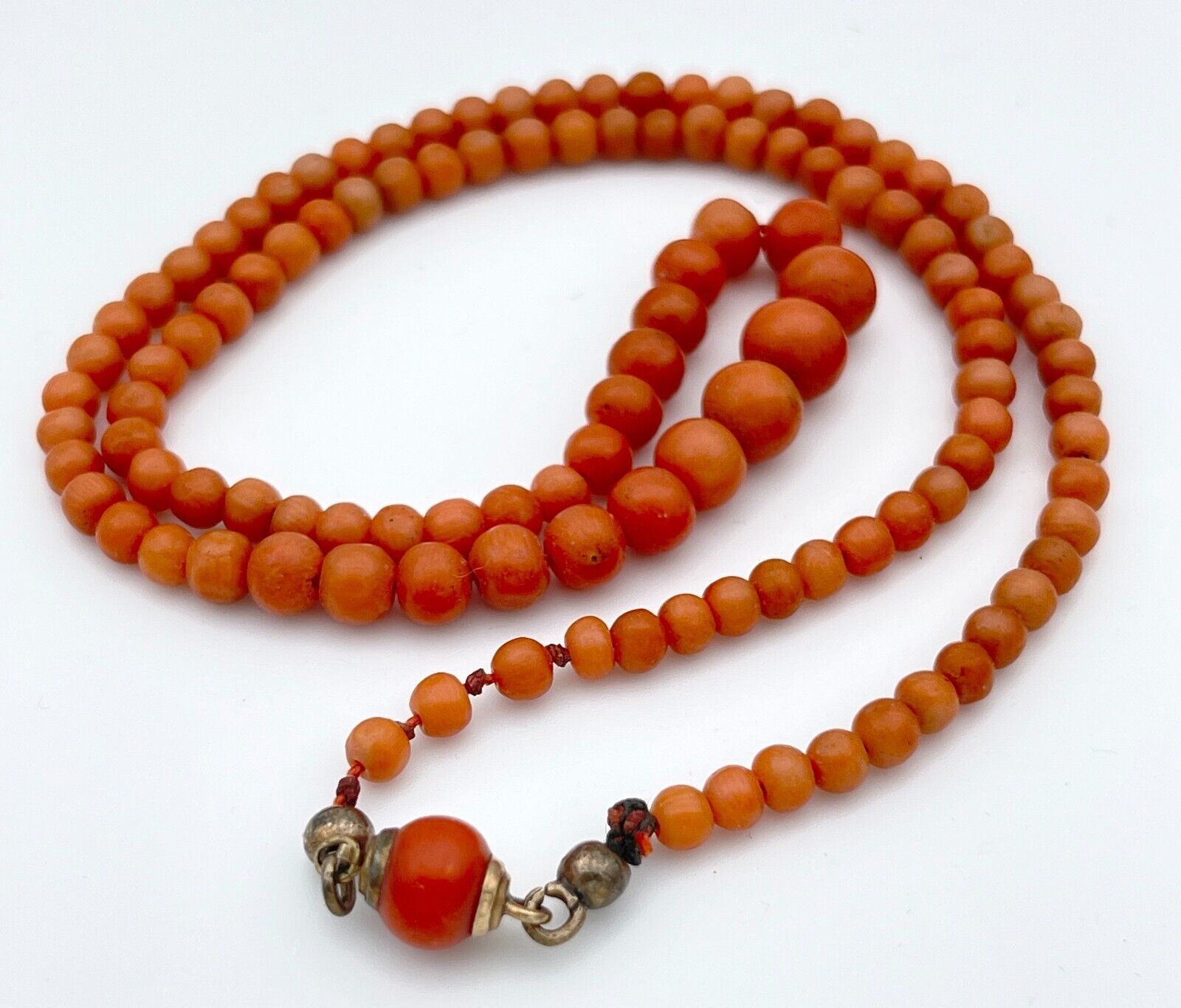 Antique Victorian Salmon Red Coral Graduated Bead… - image 1