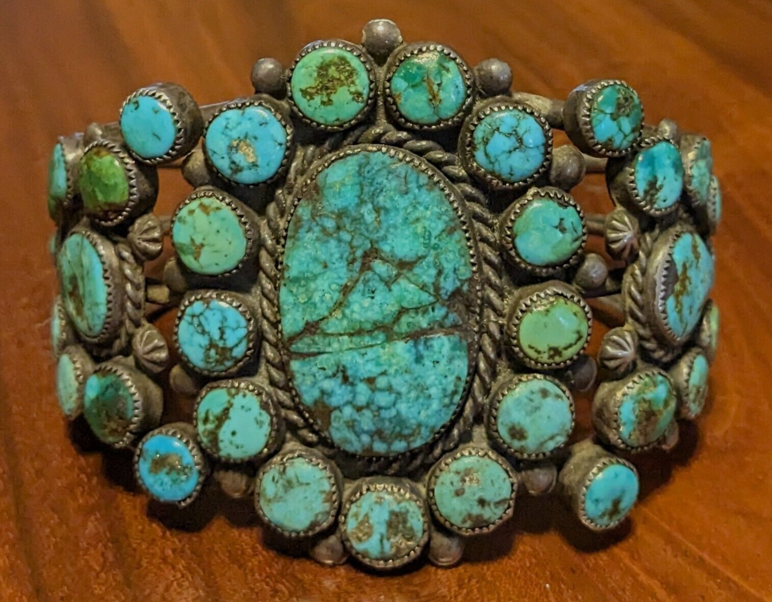 Vintage Native American Navajo Turquoise Cluster … - image 14