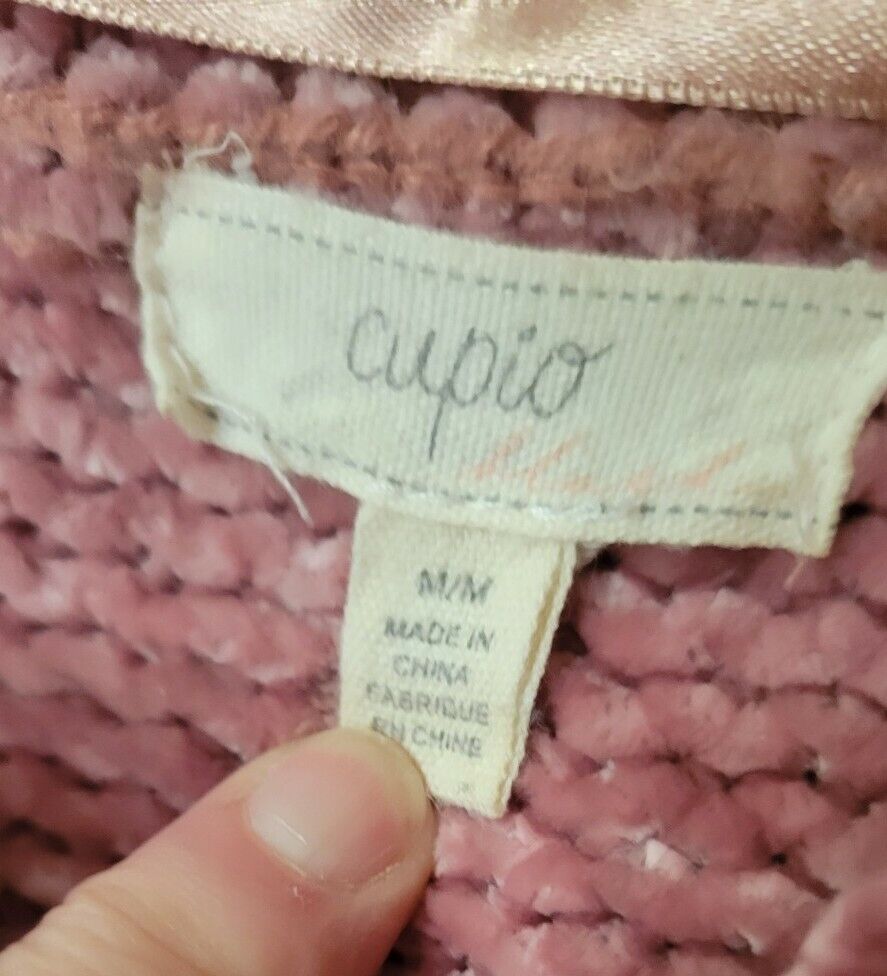 Cupio Rose Pink Chenille Cropped Sweater M Ladies… - image 6