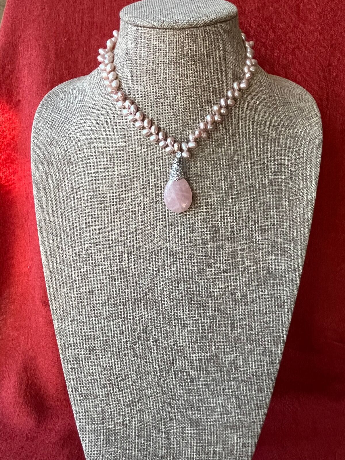 Freshwater Pearl and Rose Quartz Necklace - image 1