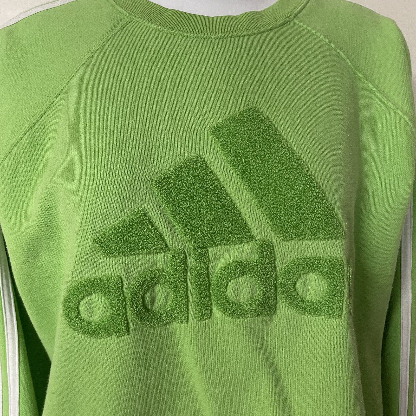 Y2K Adidas Green Spellout Sweatshirt Size S Varsi… - image 4