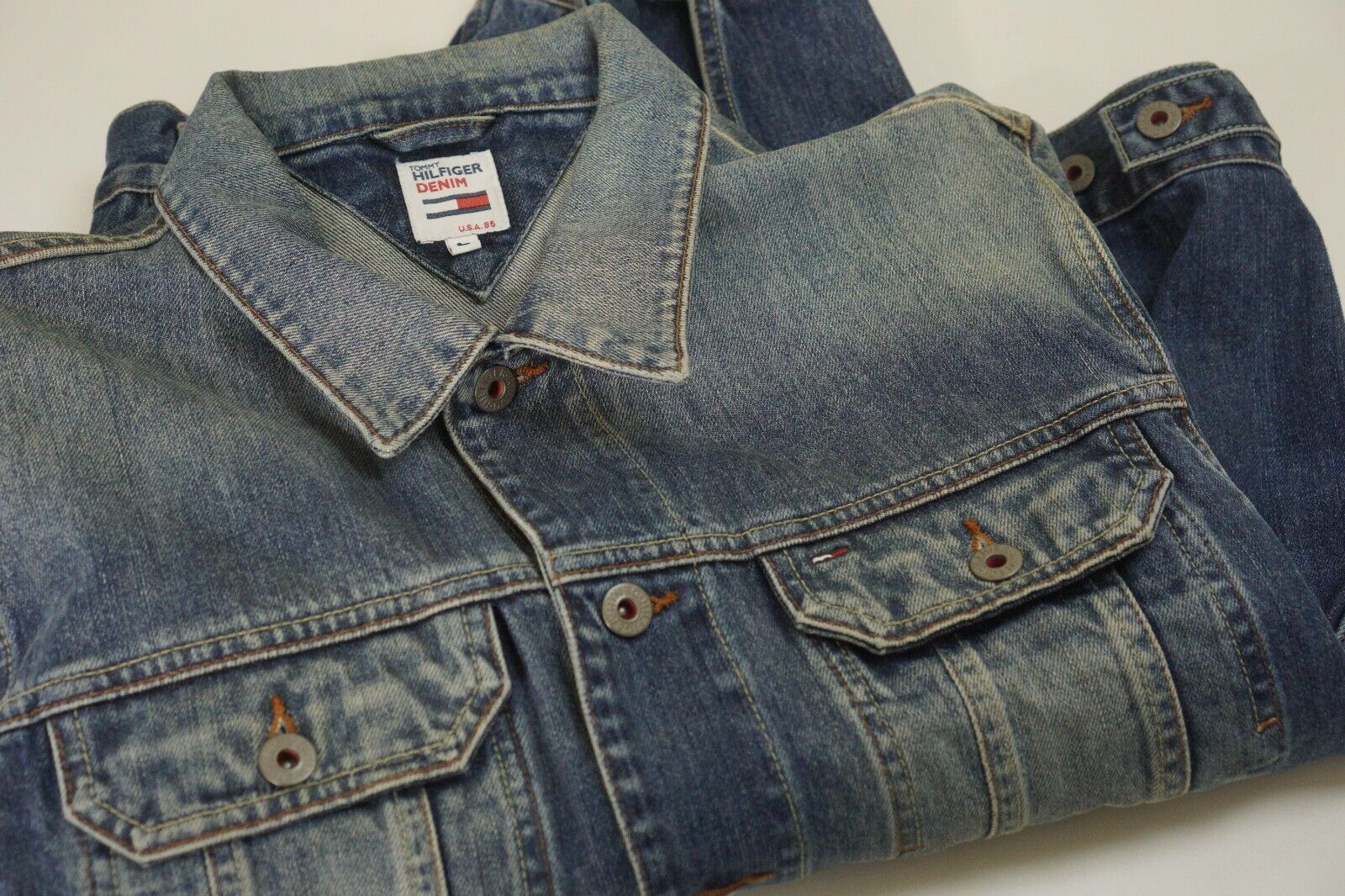 Men Tommy Hilfiger Denim Jacket Biker Cotton Casu… - image 4