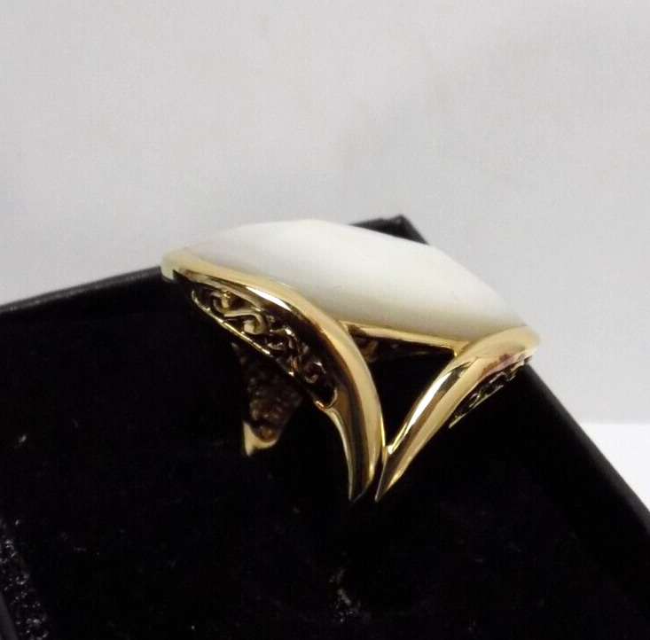 RING - GOLD TONE SX925 SILVER RING / MOP - TECHNI… - image 3