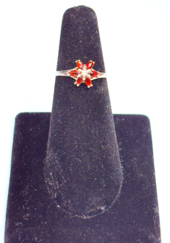 Vintage 10k White Gold Garnet Diamond Ring - image 1