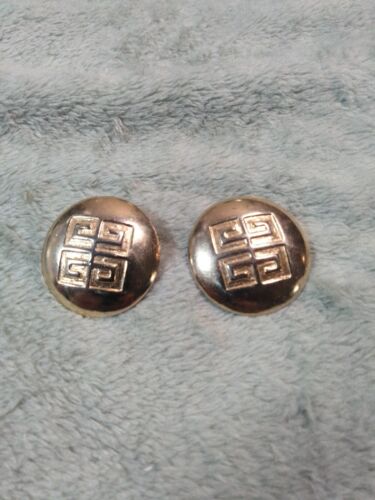 VTG GIVENCHY GOLD PLATED LOGO LARGE EARRINGS