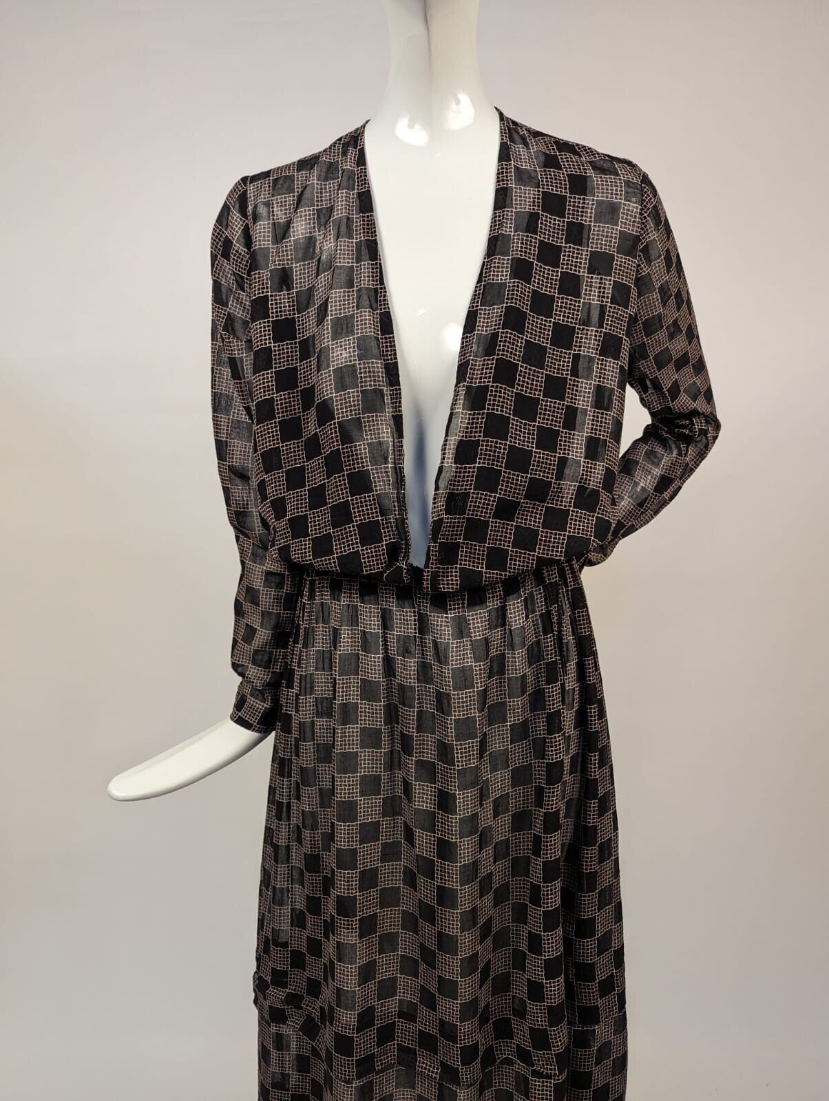 EDWARDIAN SHEER CHECKER WOVEN MUSLIN DRESS - image 2