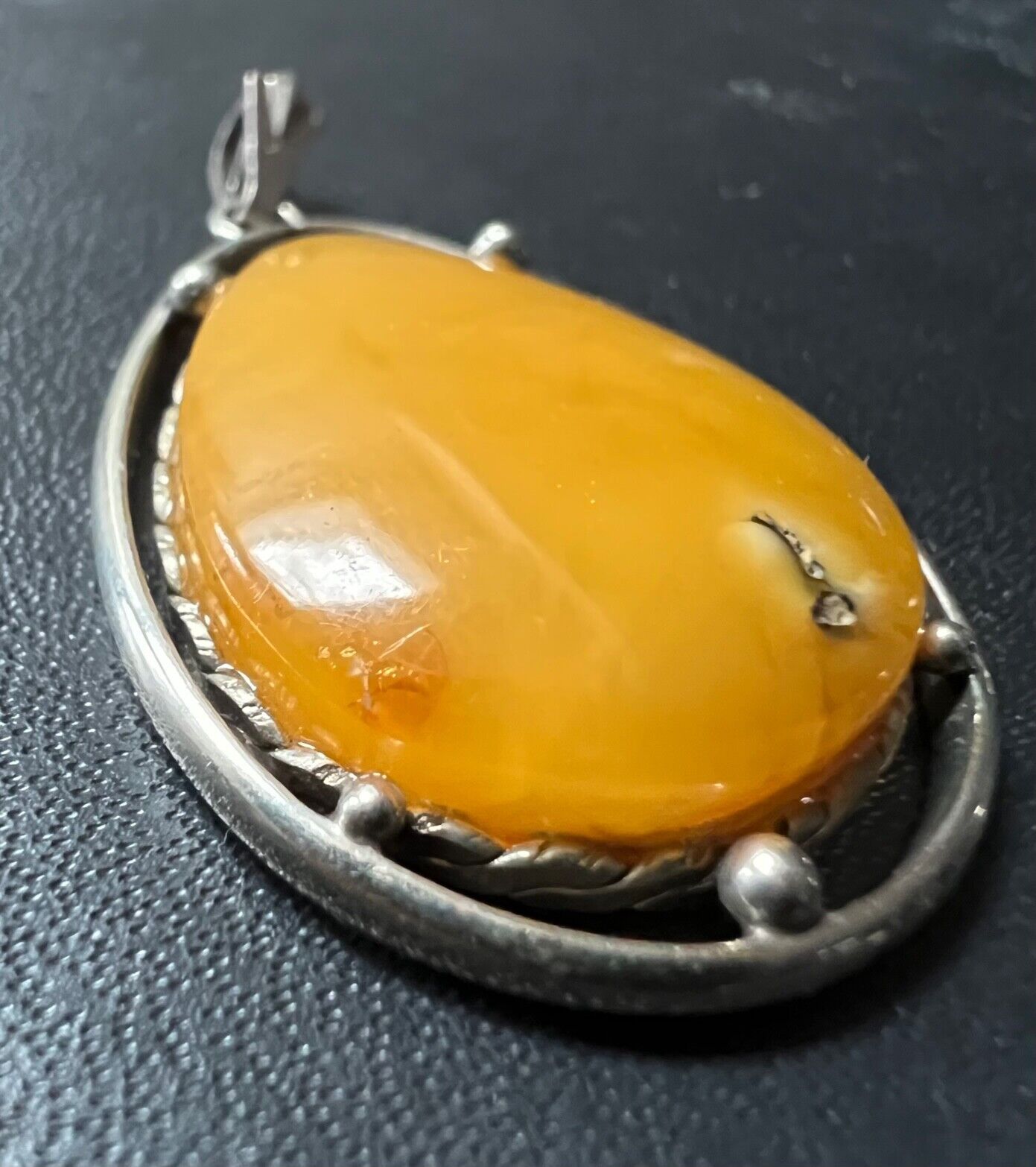 Rare Vintage Yellow Baltic Amber Pendant from Lat… - image 2