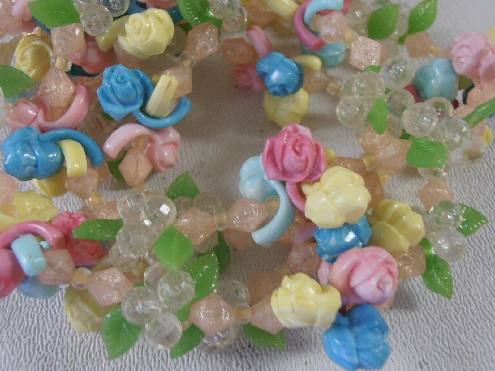 Vtg 1940s Plastic Pink Blue Fruit Salad Roses Mul… - image 8