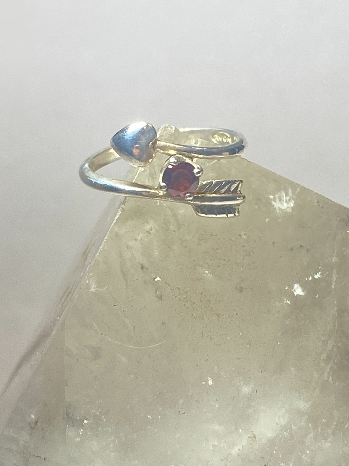 Heart ring garnet love arrow heart sterling silve… - image 8