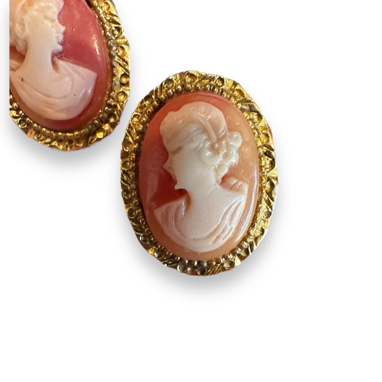 Cameo Lady Silhouette Portrait Clip Earrings - image 5