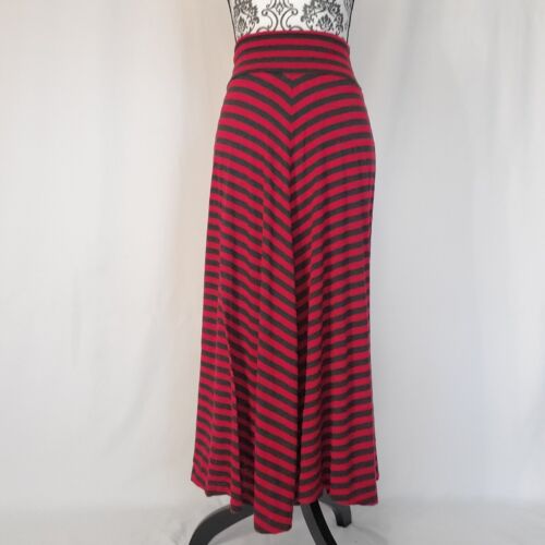 Red And Gray Black Striped Stretchy Maxi Skirt Si… - image 1