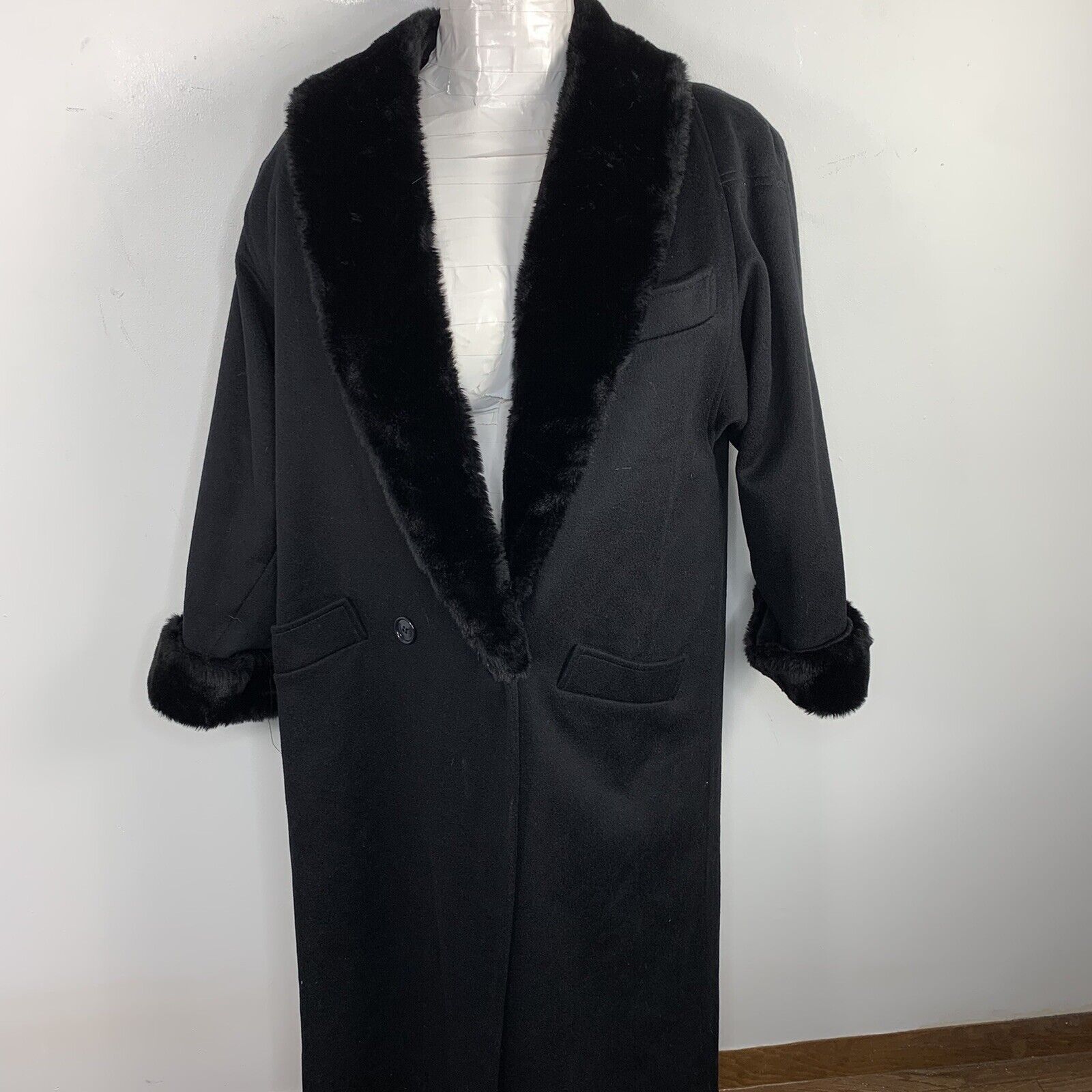 Vtg Steve By Searle Women Coat Sz 12 Black Long B… - image 7