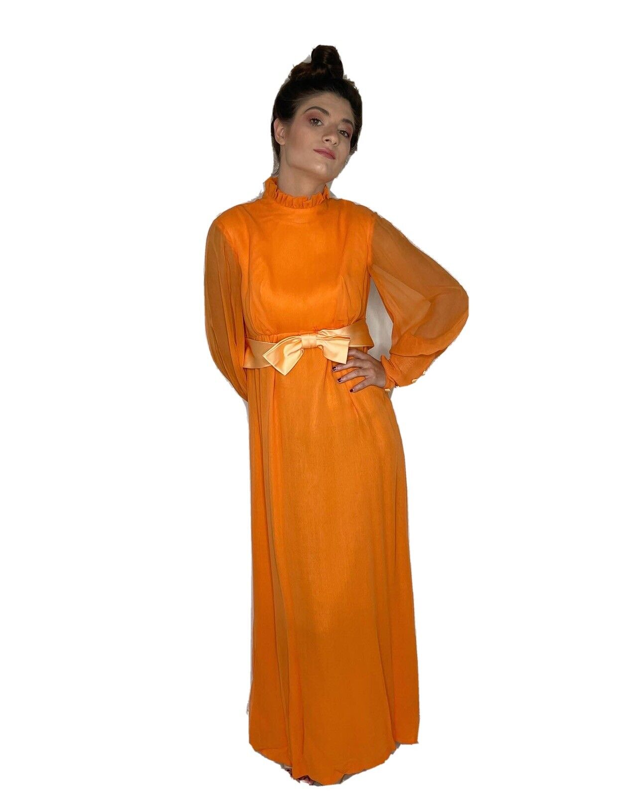 Orange Vintage Dress - image 2