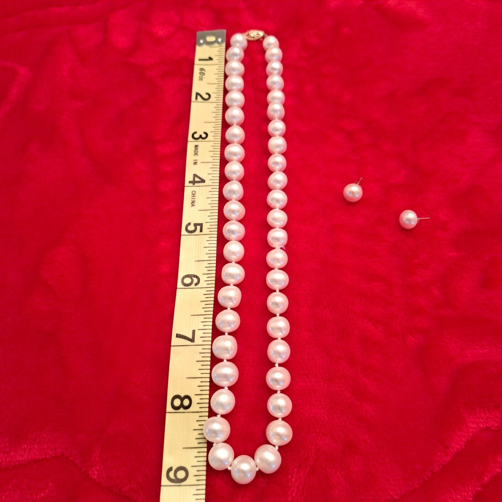 Genuine Cultured White  Pearl Strand Necklace 14K… - image 5