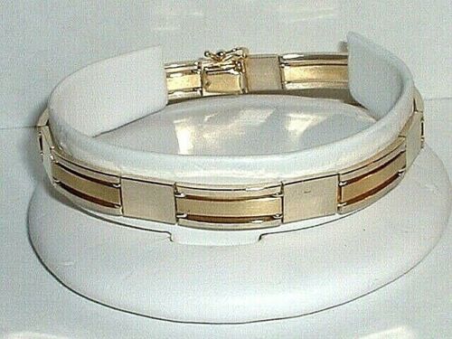 14K TWO TONE GOLD FANCY 8" TWO TONE BRACELET - image 1