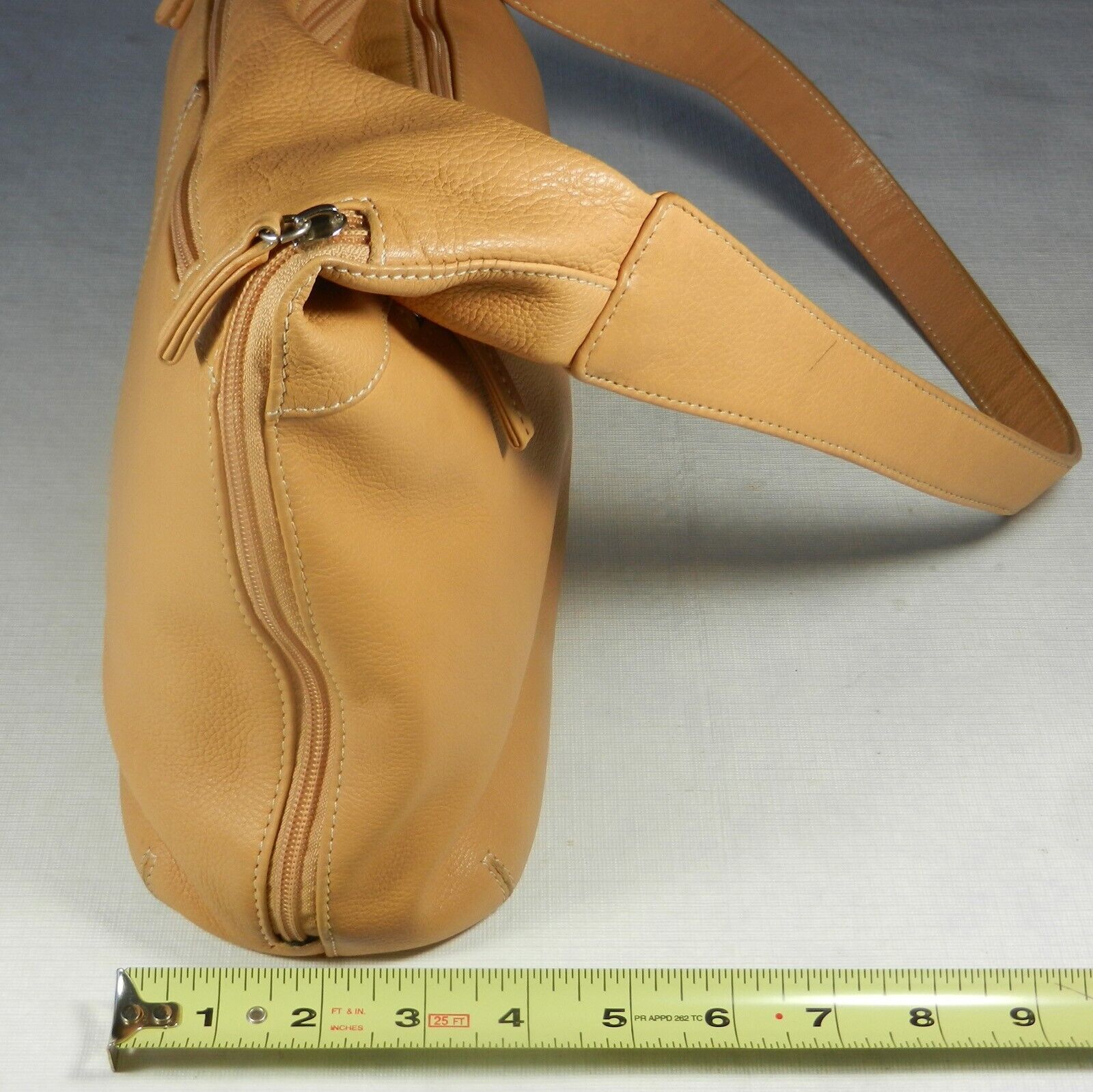 Tignanello Camel Tan Pebbled Leather Hobo Top-Zip… - image 6