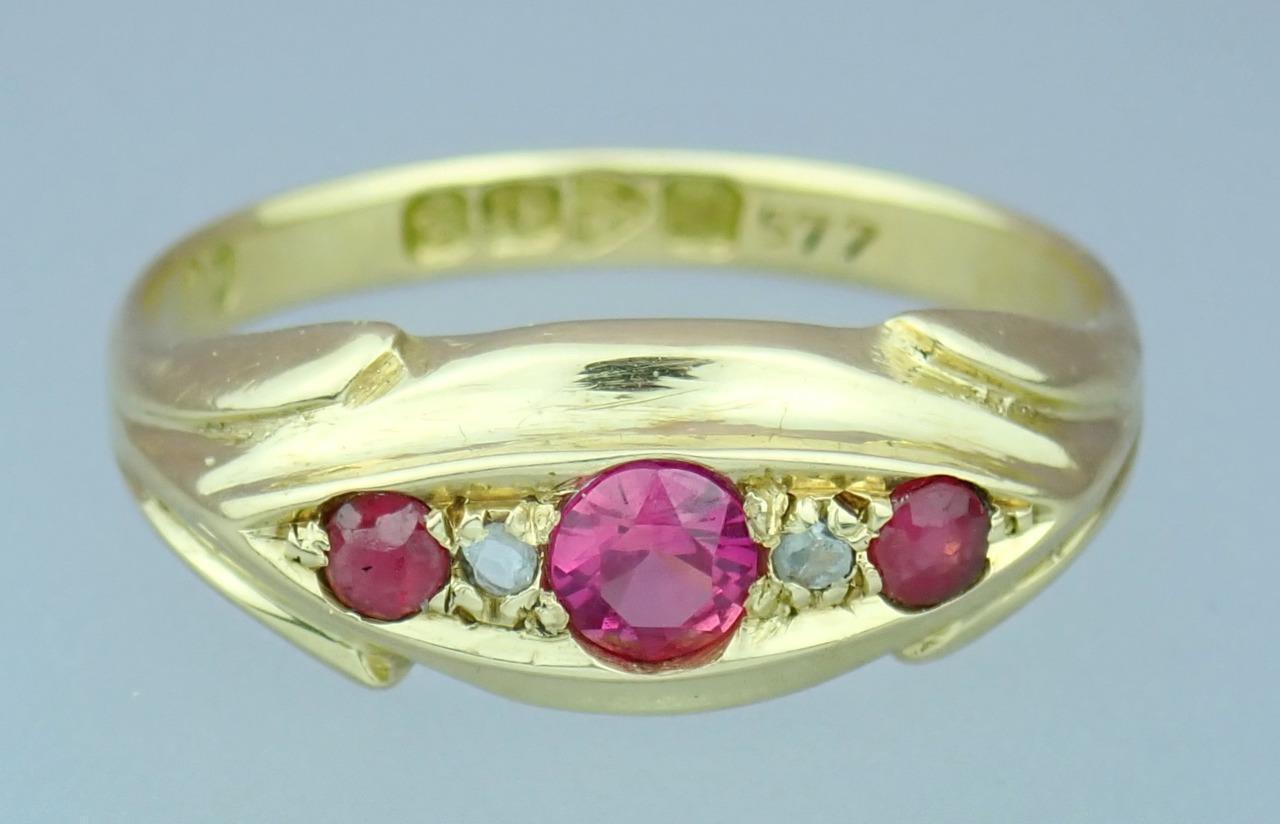 Pretty Antique Edwardian 18K Gold Diamond Pink To… - image 23