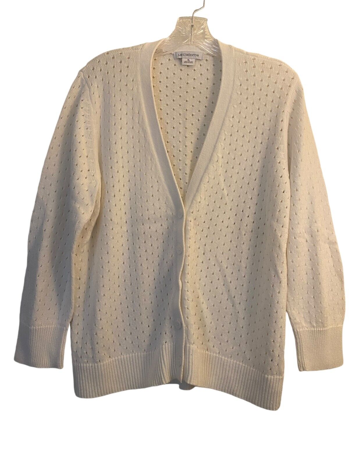 Liz Claiborne Cardigan Lot Sz XL Gray White 3/4 S… - image 5