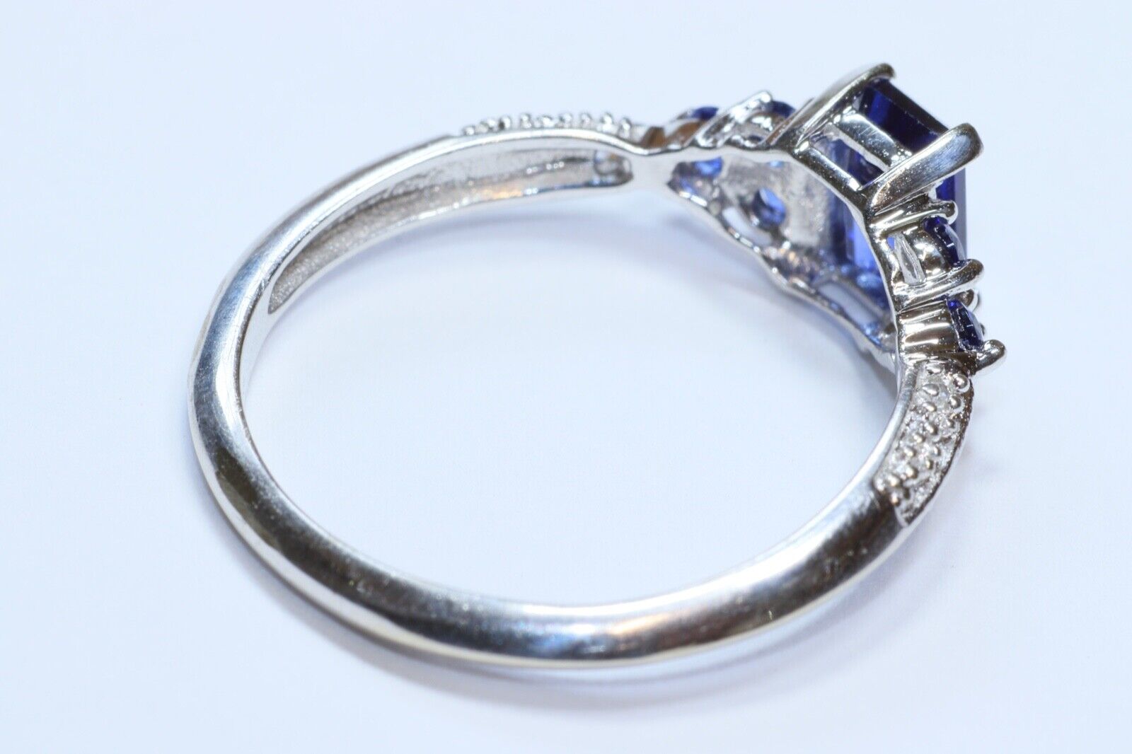 Sapphire 10k White Gold Engagement Ring - image 4