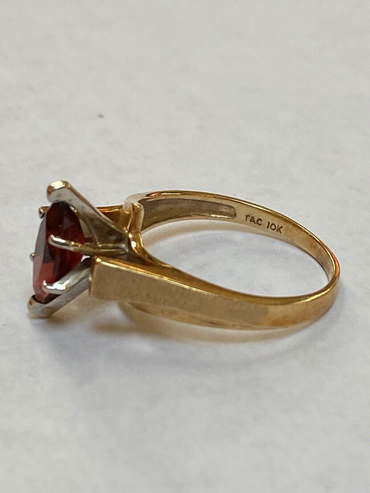 DESIGNER T&C 10K YELLOW GOLD  MARQUIS CUT GARNET … - image 3