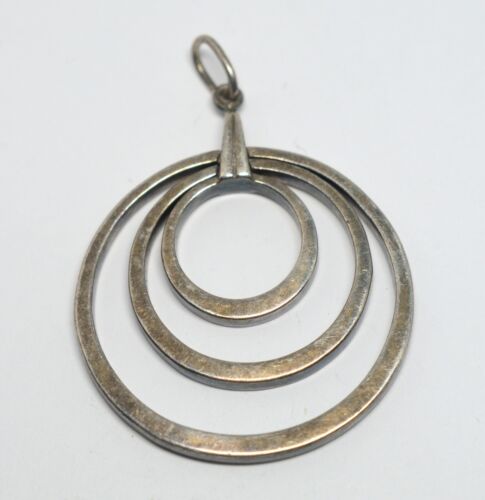 DESIGNER 925 STERLING SILVER ROUND CIRCLES PENDANT - image 1