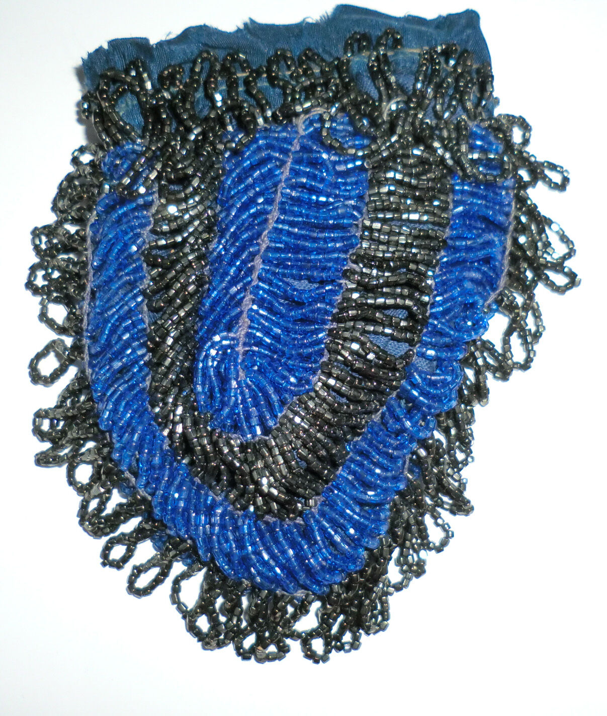 Antique Victorian Edwardian Beaded Bag Purse Blue… - image 3