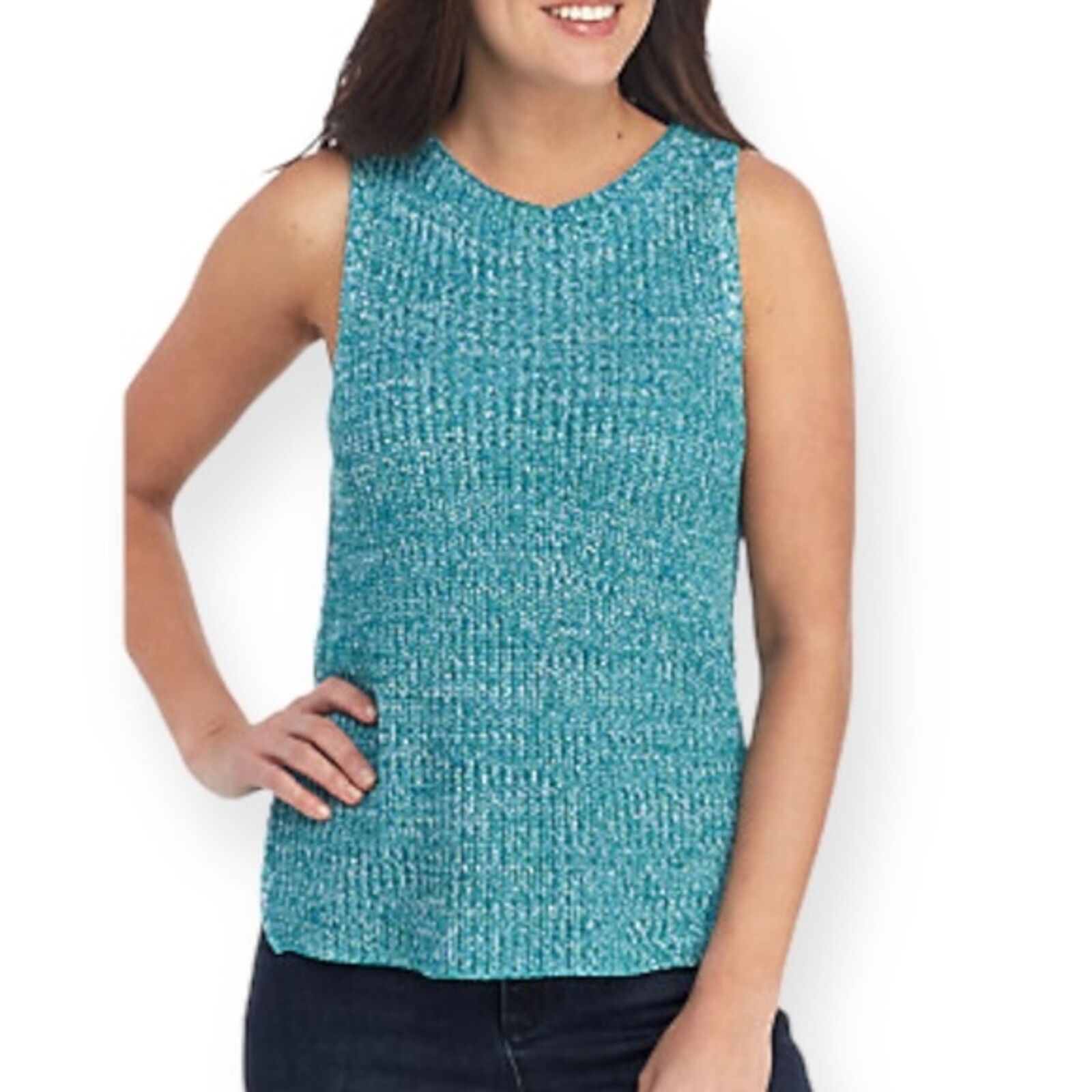 Cupio Sleeveless Knit Marled Sweater Tank Size M - image 8