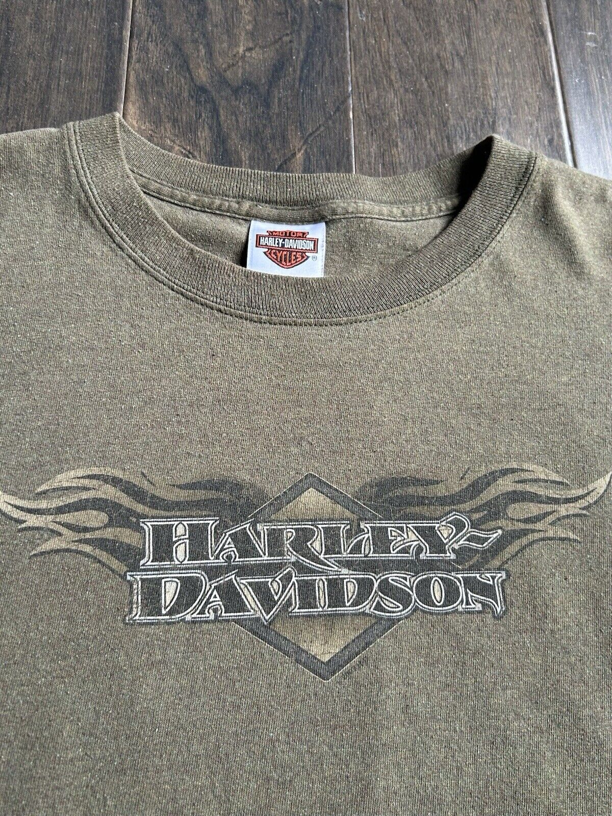 Vintage Harley Davidson Flame Sleeve Shirt Sz L 2… - image 3