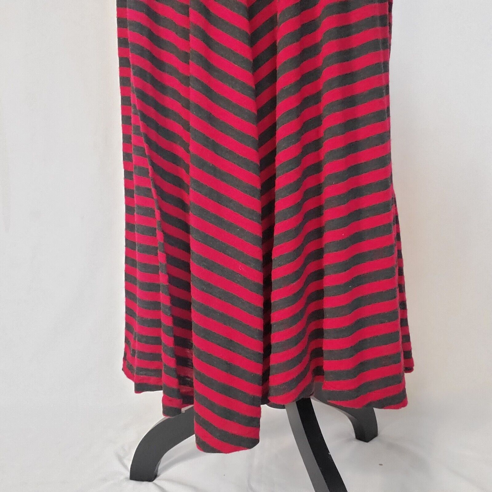 Red And Gray Black Striped Stretchy Maxi Skirt Si… - image 3