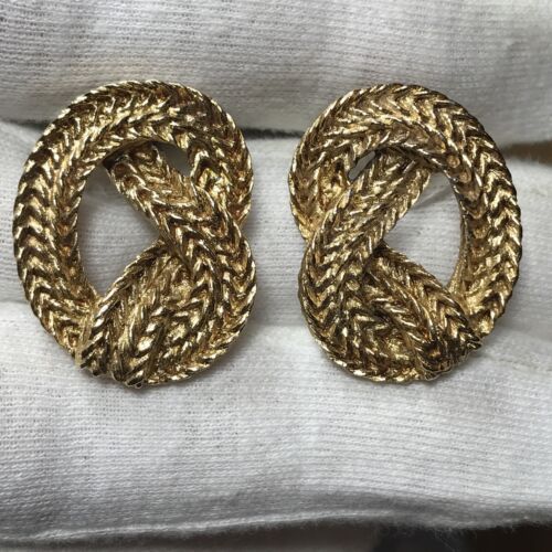 Givenchy GoldTone Pierced Post Earrings Pretzel C… - image 1