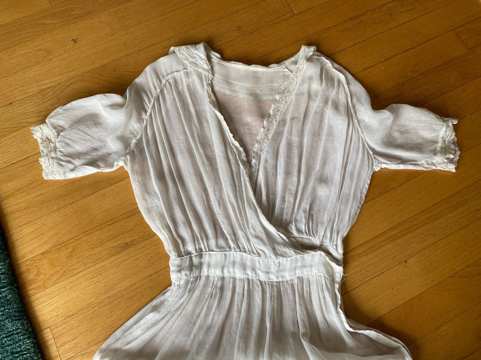 Antique Edwardian sheer white cotton voile dress - image 6