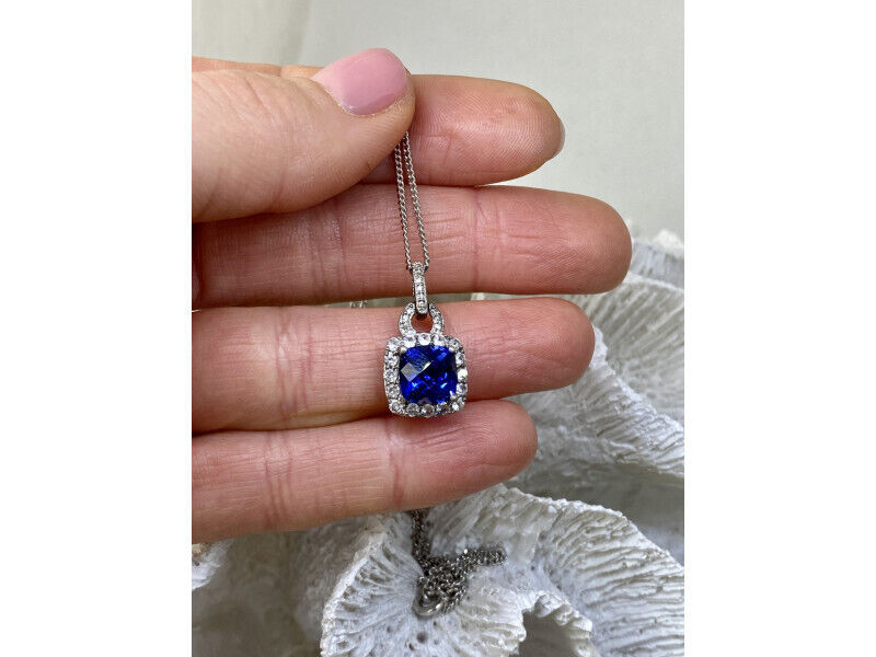 925 STERLING SILVER BLUE & WHITE SAPPHIRES CHAIN … - image 7