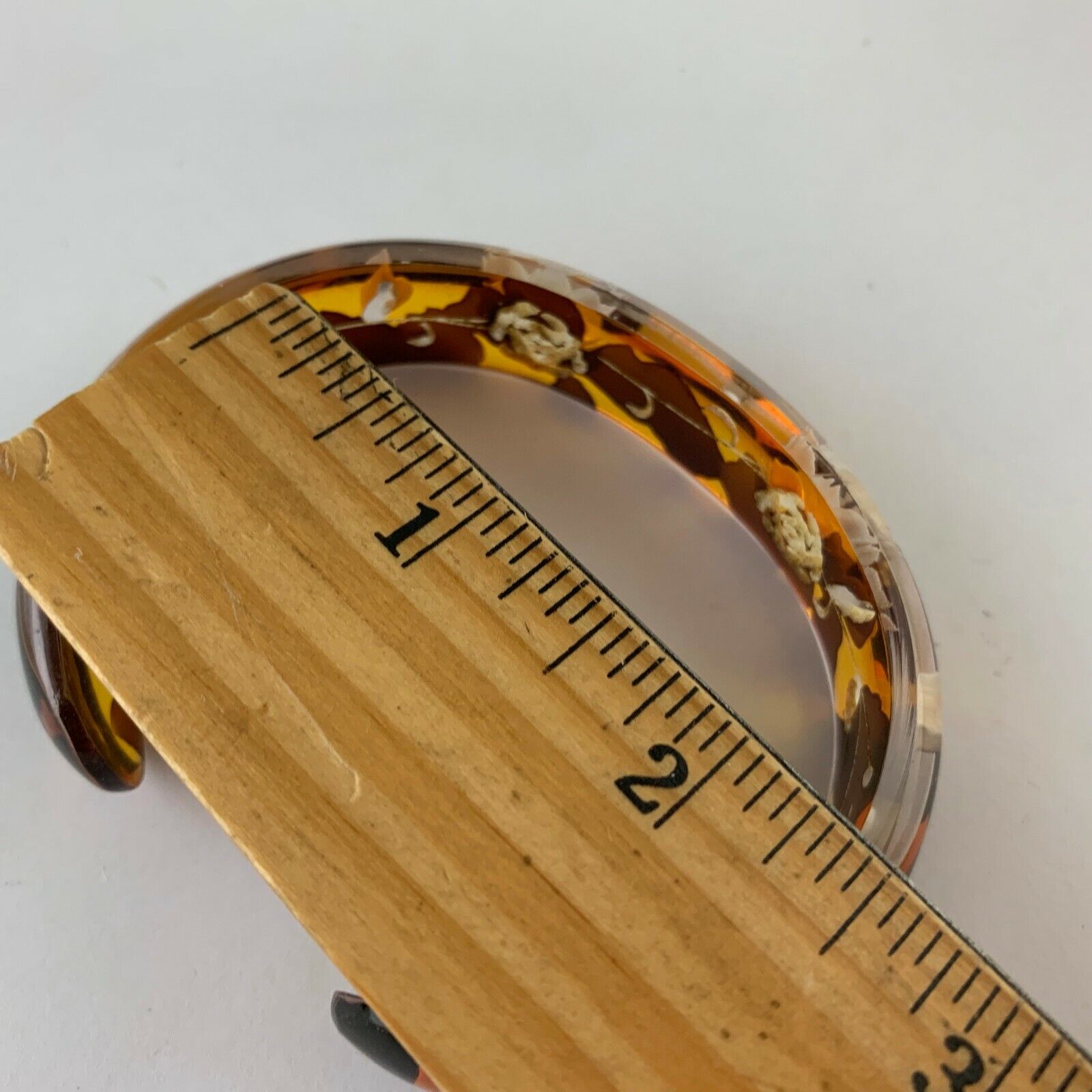 VINTAGE CELLULOID AMBER CARVED ROSE FLOWER CUFF B… - image 3