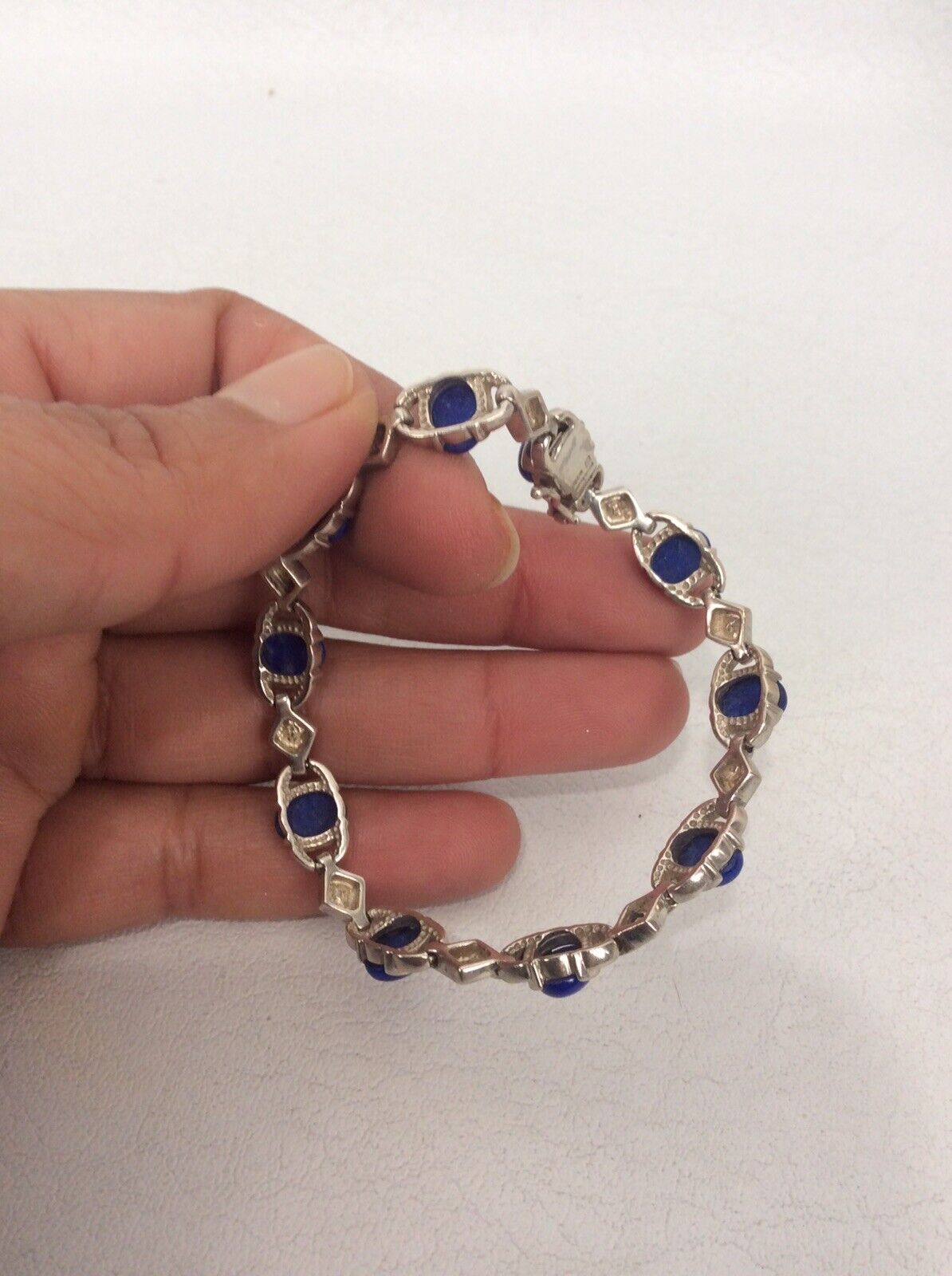 Gorgeous Vtg Hong Kong Sterling Silver 925 Lapis … - image 3